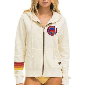 Aviator Nation Cream Hoodie with Colorful Patch